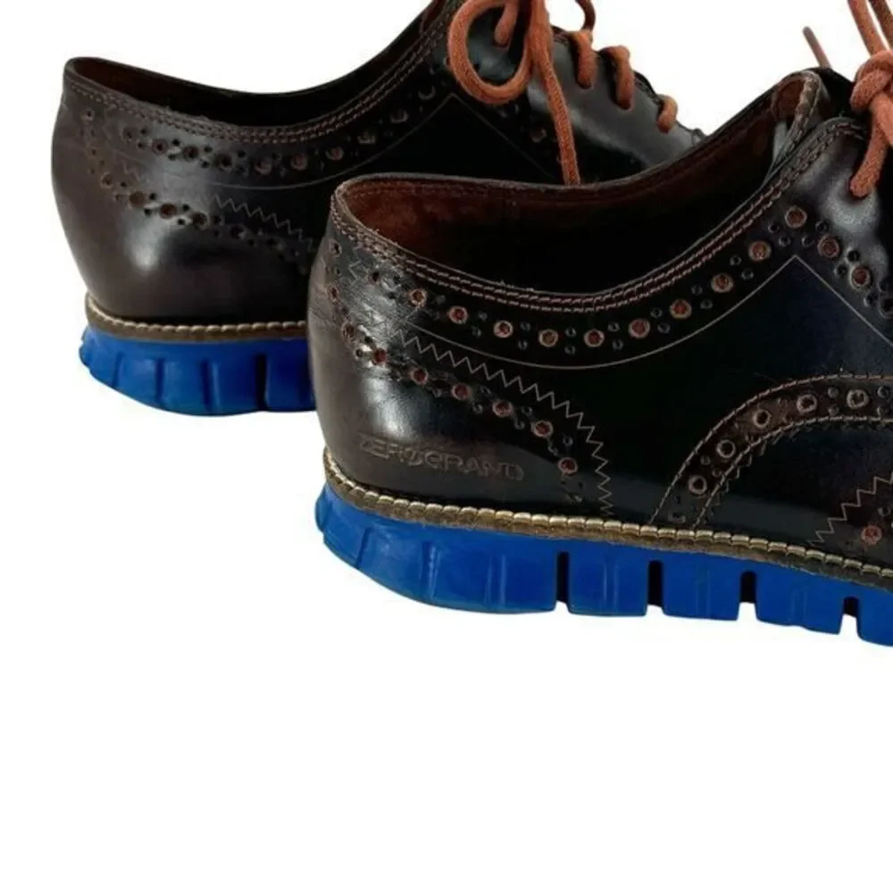 Cole Haan Zerogrand‎ Wingtip Oxford Shoes C26207 Blue Brown Leather Men's 8 M